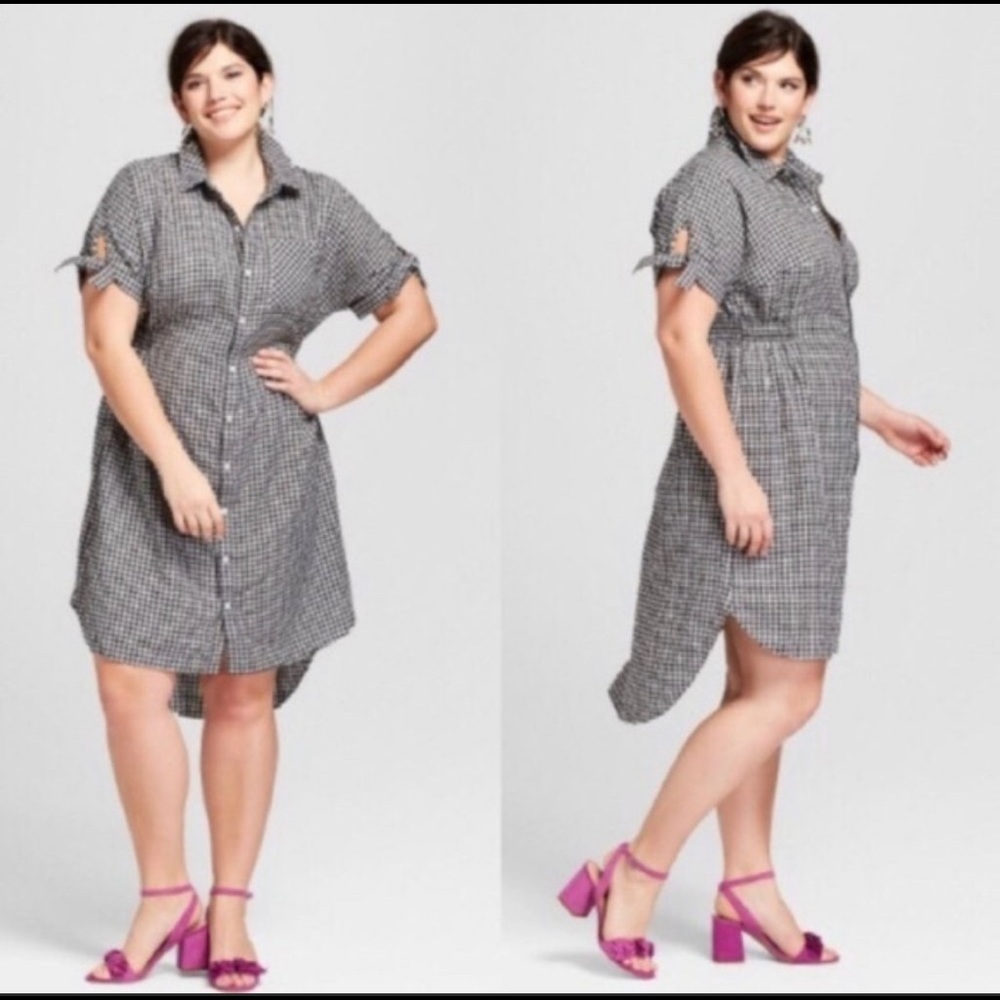 SOLDAva & Viv black and white gingham hi low dress - Picture 1 of 8